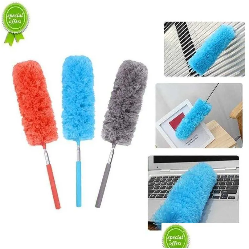Dusters New Electrostatic Duster Retractable Bendable Stainless Steel Household Chicken Feather Dusting Drop Delivery Home Garden Hous Dhawm