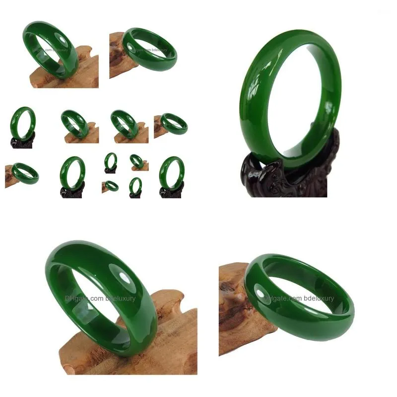 Bangle Chinese Natural Green Hetian Nephrite Jades Bangle Bracelet Fashion Temperament Jewelry Gems Accessories Drop Delivery Jewelry Dhqdh