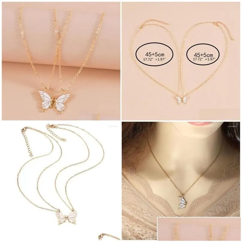 Pendant Necklaces 2pcs Friend Sisters Suitable for 2 Girls Matching Butterfly Pendants Long Distance Friendship Jewelry T8de Drop Del