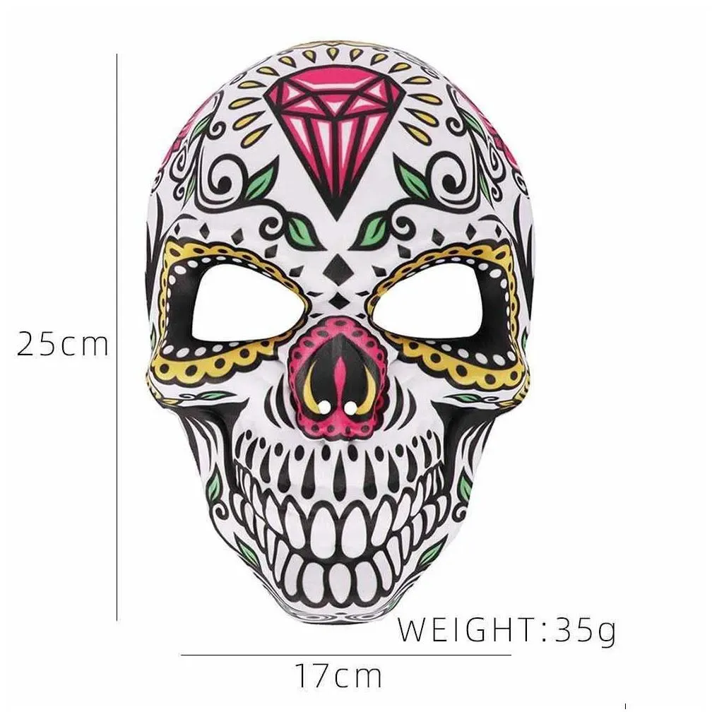 Designer Masks Mexican Day Of The Dead Skl Mask Cosplay Halloween Skeletons Print Masks Dress Up Purim Party Costume Prop Drop Deliver Dhn0K