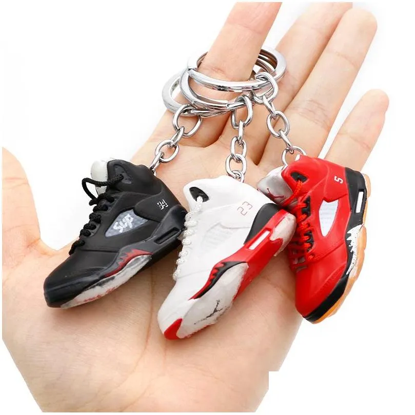 Keychains & Lanyards 34 Styles Designer Mini 3D Basketball Shoes Keychains Stereoscopic Sneakers Key Chain Car Backpack Pendants Drop Dhrkf