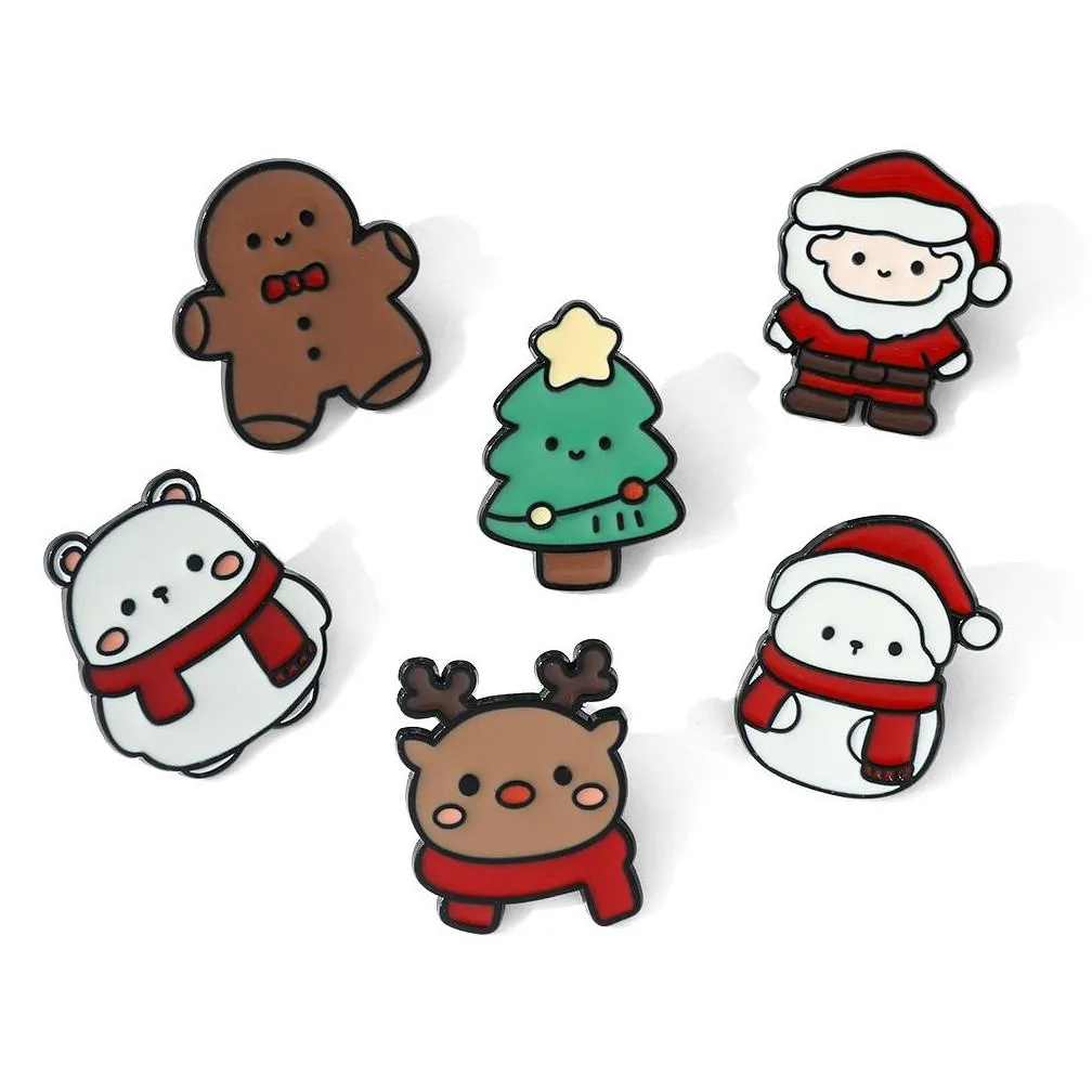 Chrsitmas Enamel Brooch Pins Set Aesthetic Cute Lapel Badges Cool Pins for Backpacks Hat Bag Collar Diy Fashion Jewelry Accessories