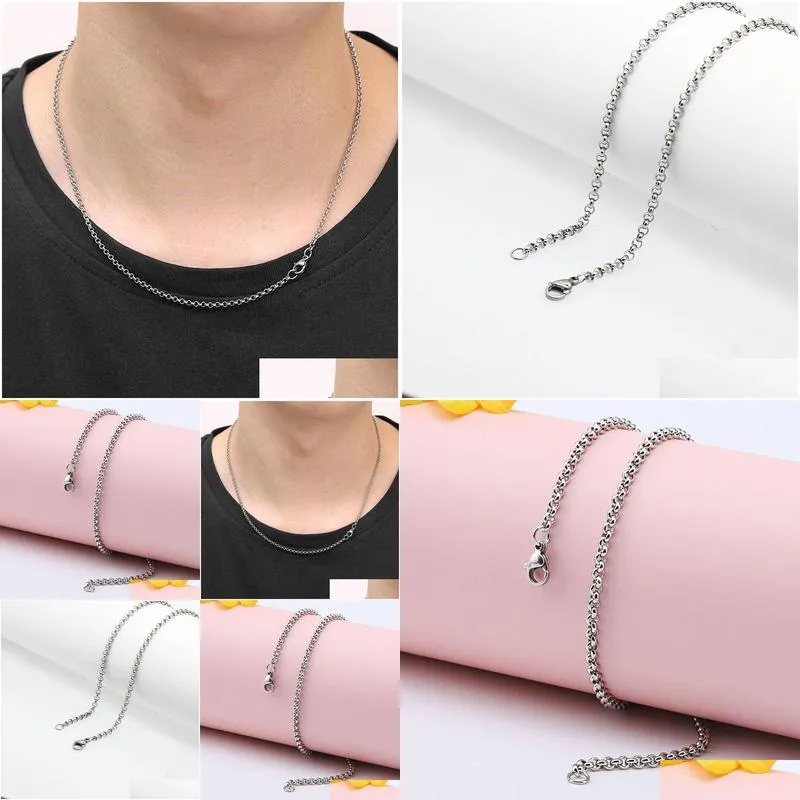 Other 2Mm 316L Stainless Steel Necklace Round Rolo Link Chains Women Mens Fashion Jewelry Drop Delivery Jewelry Necklaces Pendants Dhqoe