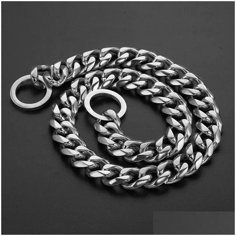 Dog Collars & Leashes Dog Collars Choke Collar For Dogs Chain 19Mm 18K Gold Plating Cuban Link Choker Strong Heavy Duty Walking Traini Dhjrt