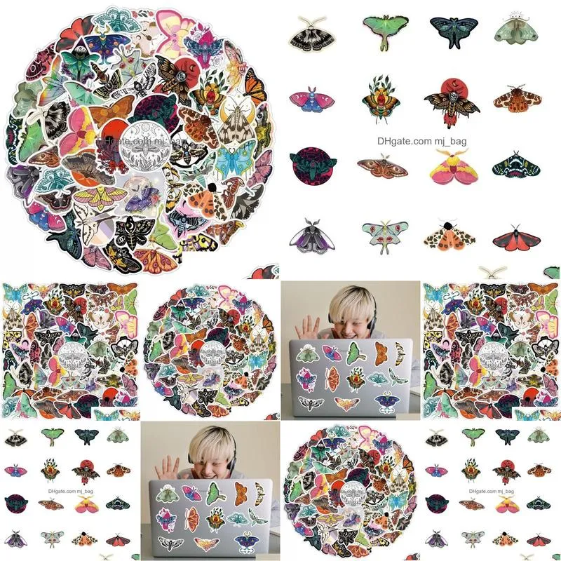 Other Decorative Stickers 50Pcs Retro Butterfly Stickers Moths Butterflys Moth Iti For Diy Lage Laptop Skateboard Motorcycle Bicycle S Dh5Qd