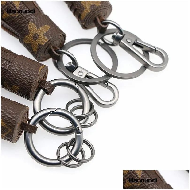 DIY Bag Pendant Car Keychain Matte PU Leather Tassel Key Chains Key Ring Holder for Women Girls Fashion Floral Bag Charm Jewelry