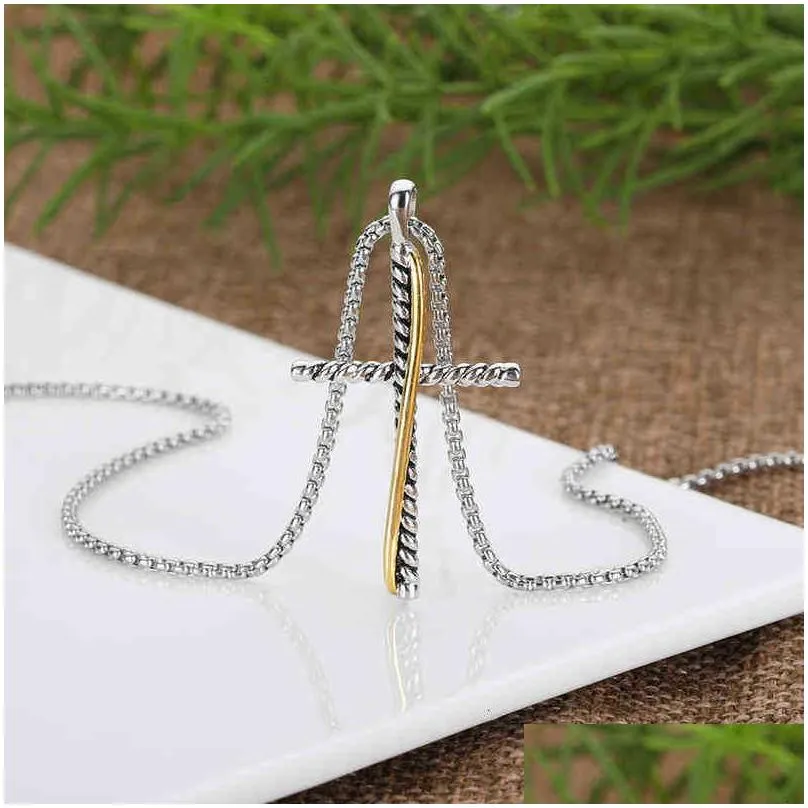 Pendant Necklaces Women Men Designer Pendant Pendants Cross Necklace Twisted Jewelry Hhop Necklaces Fashion Hip Zircon Punk Drop Deliv Dh7Kt