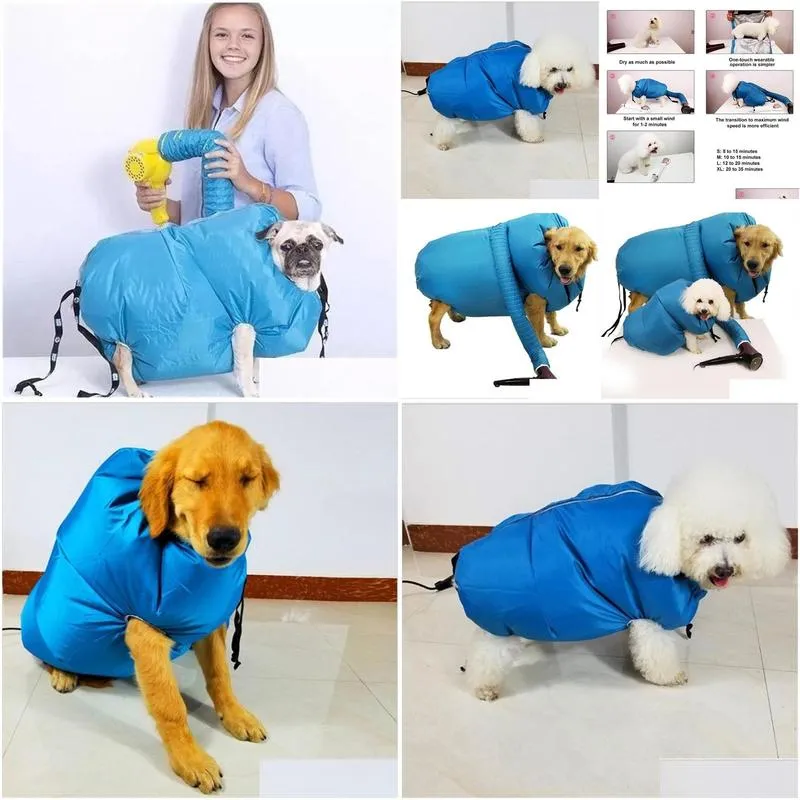 Dog Apparel Dog Apparel S/M/L Portable Pet Drying Bag Folding Dogs Hair Dryer Blow Grooming Dry Cat Supplies Drop Delivery Home Garden Dhmgd