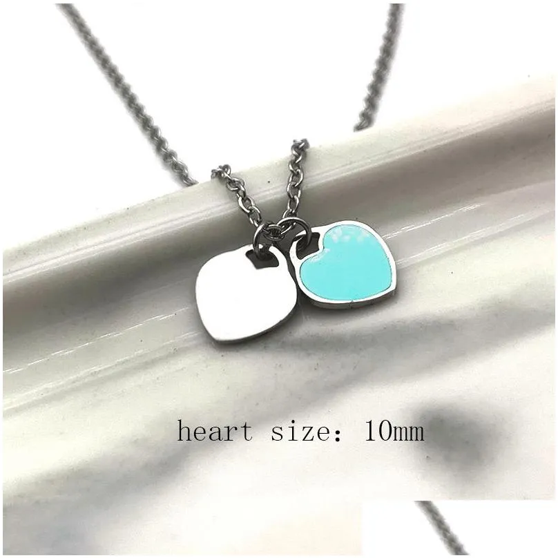 Pendant Necklaces 10Mm Heart Necklace Woman A Set Of Packaging Stainless Steel Blue Pink Green Pendant Jewelry Valentine Day Christmas Dhyps