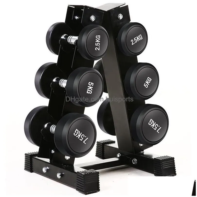 hexagonal round head rubberized electroplating dumbbell set atype rack multilayer storage dumbbells4514246