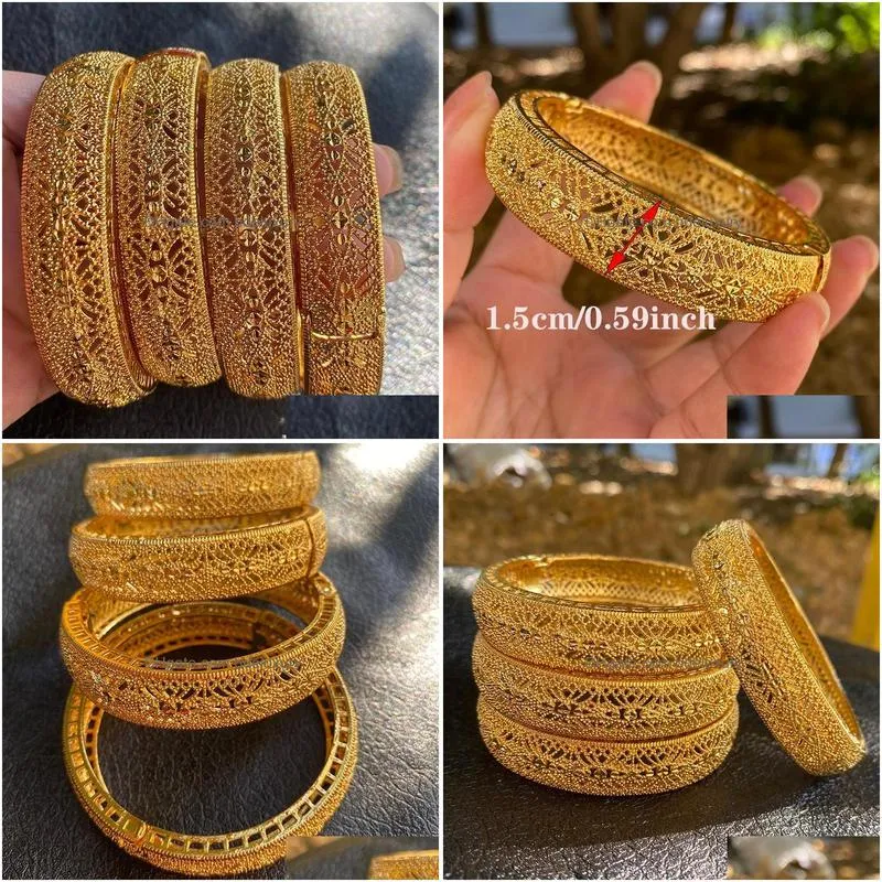 Bangle Bangle Ethiopian Bracelets Habesha 24K Gold Color S Arabic Dubai Bangles For Women Wedding Jewelry African Drop Delivery Jewelr Dht2S