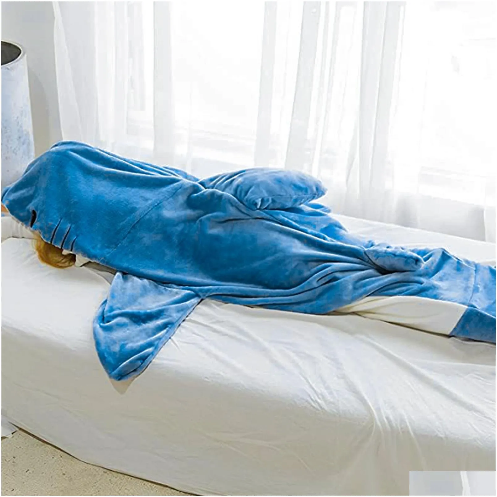 shark blanket hoodies for adults children sleeping bag super soft cozy flannel fleece hoodie wearable onesie shark blankets cute s m l xl