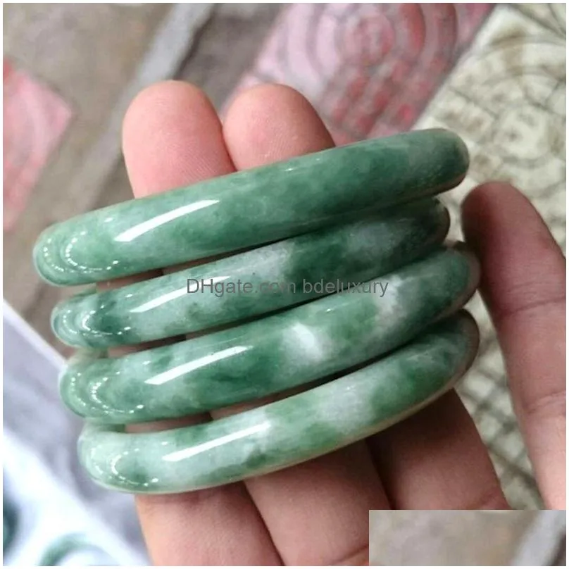 Bangle Bangle Hand-Carved Lucky Amet Gifts For Women Her Men Natural Green Jade Bracelet Charm Jewellery Fashion Accessories Drop Deli Dhift