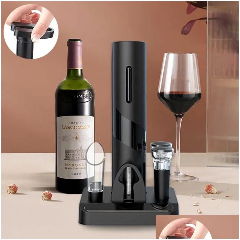 Openers New Wine Opener Four Piece Cylinder Box Packaging Kitchen Supplies Mtifunctional Gift Set Plastic Electric Drop Delivery Home Dhy2E