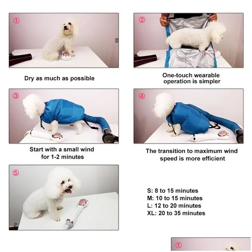 Dog Apparel Dog Apparel S/M/L Portable Pet Drying Bag Folding Dogs Hair Dryer Blow Grooming Dry Cat Supplies Drop Delivery Home Garden Dhmgd