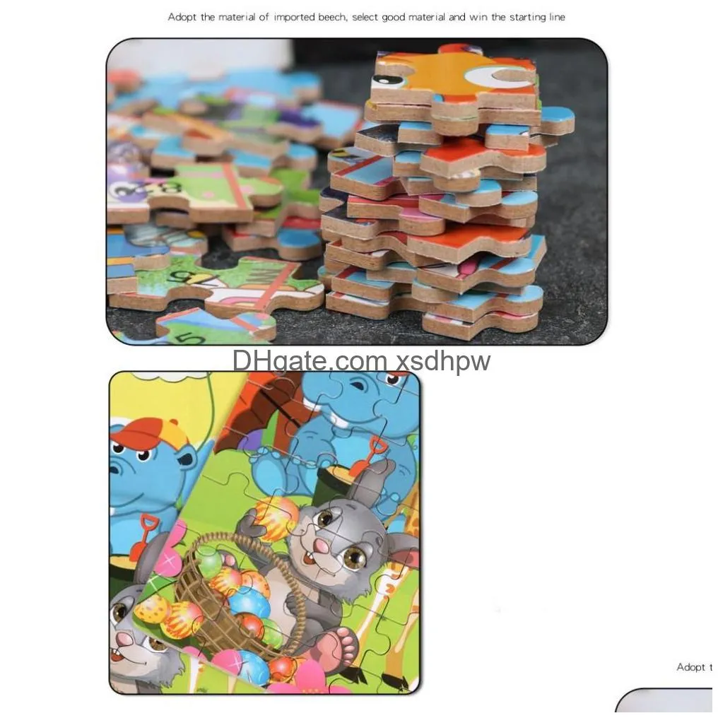  100 pieces wooden puzzle kids cartoon jigsaw puzzles baby educational learning interactive toys for children christmas gifts