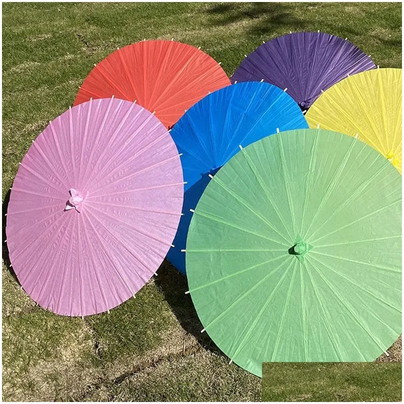 60cm solid color dance paper umbrella painting chinese paper parasol wedding party decoration favors classical umbrellas bh8545 tqq