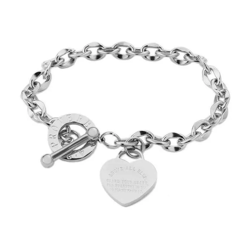Chain Luxury Designer S Link Sier Heart Bangle Bracelet Necklace Set Shape Original Fashion Classic Women Jewelry Gift Drop Delivery J Dhnqt