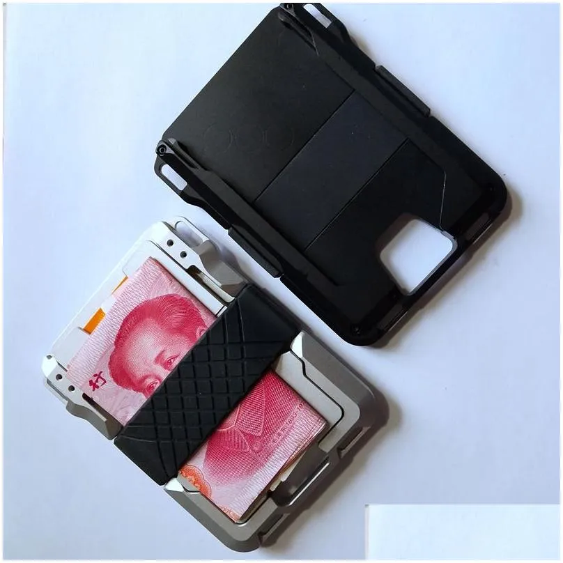 holders vintage rfid double aluminium box metal card wallets for men women id bank card case antitheft magic wallet156e