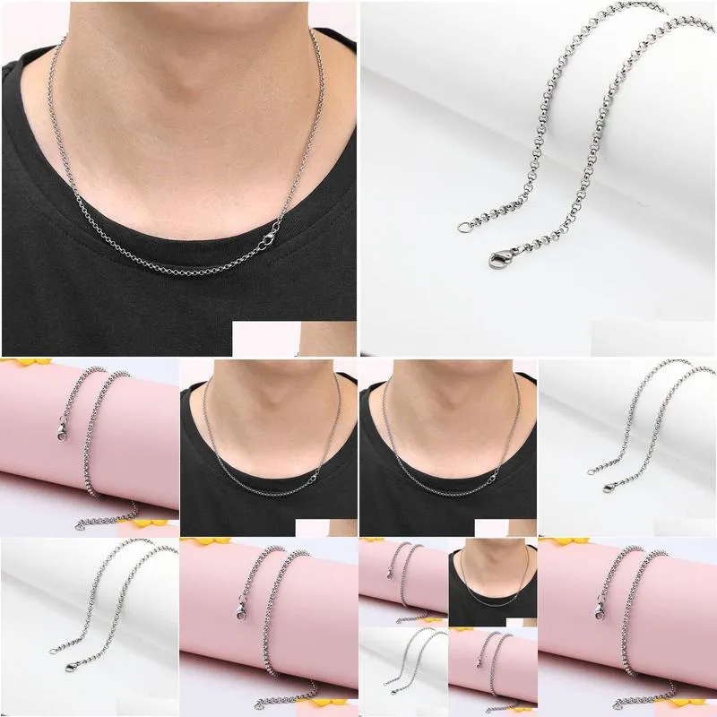 Other 2Mm 316L Stainless Steel Necklace Round Rolo Link Chains Women Mens Fashion Jewelry Drop Delivery Jewelry Necklaces Pendants Dhqoe