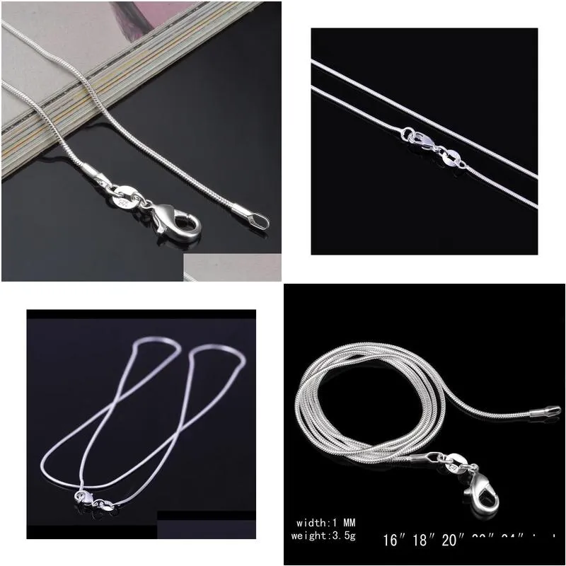 Chains Big Promotions 100 Pcs 925 Sterling Sier Smooth Snake Chain Necklace Lobster Clasps Jewelry Size 1Mm 16Inch --- 24Inch Drop Del Dht0L