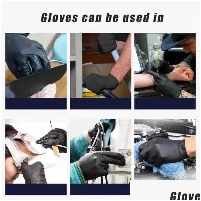 Cleaning Gloves 100Pcs Nitrile Gloves Waterproof Allergy Latex Food Grade Cleaning Safety Work For Household Mechanic Kitchen Drop Del Dhw2M