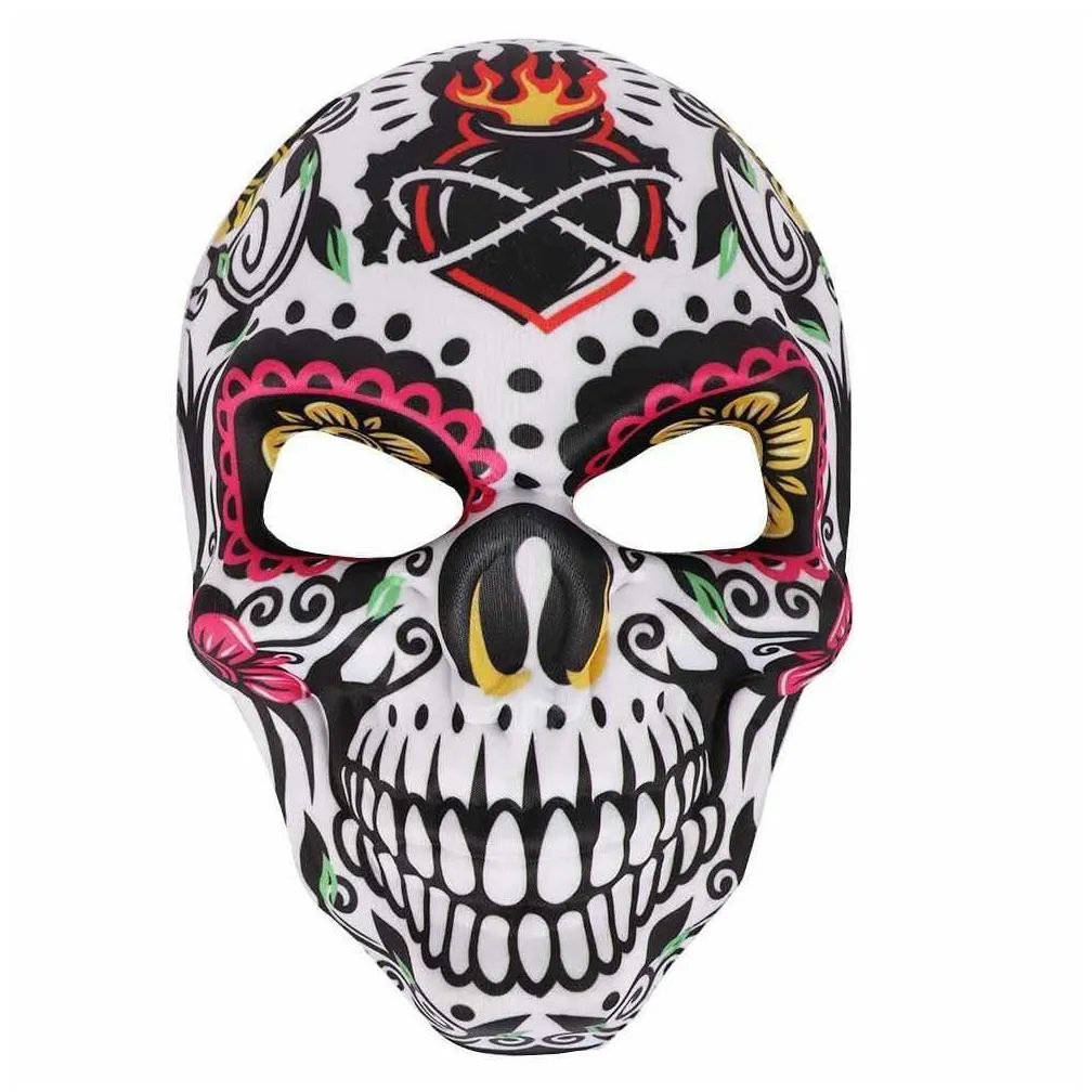 Designer Masks Mexican Day Of The Dead Skl Mask Cosplay Halloween Skeletons Print Masks Dress Up Purim Party Costume Prop Drop Deliver Dhmmz