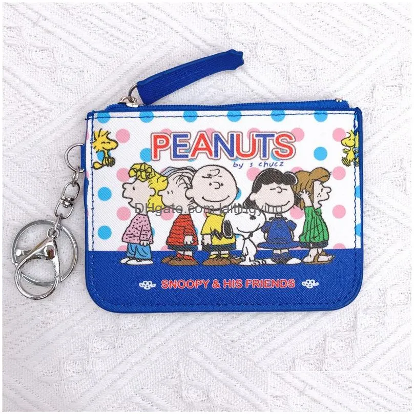 cute anime childrens wallet coin purse coins organizer bag card id bags student wallets with keychain ups