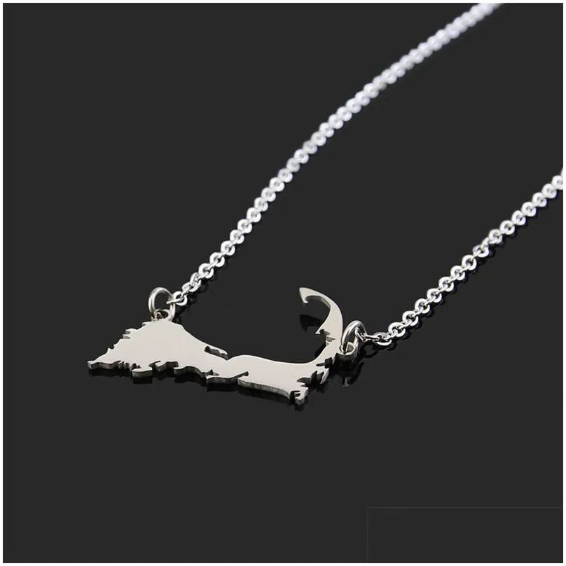 Pendant Necklaces Europe And The United States Stainless Steel Massachusetts Cape Cod Map Pendant Necklace Drop Delivery Jewelry Neckl Dht2N