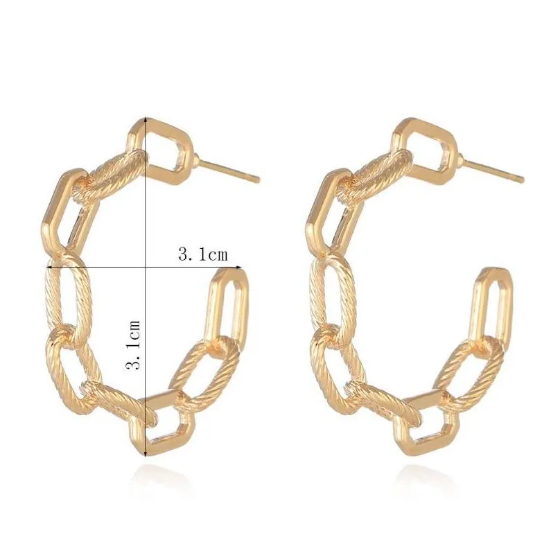 Hoop & Huggie Hoop Hie Gold Sier Color Hollow Metal Chain Earring For Women Girl Vintage Simple Irregar Geometric Round Circle Jewelry Dhnlp