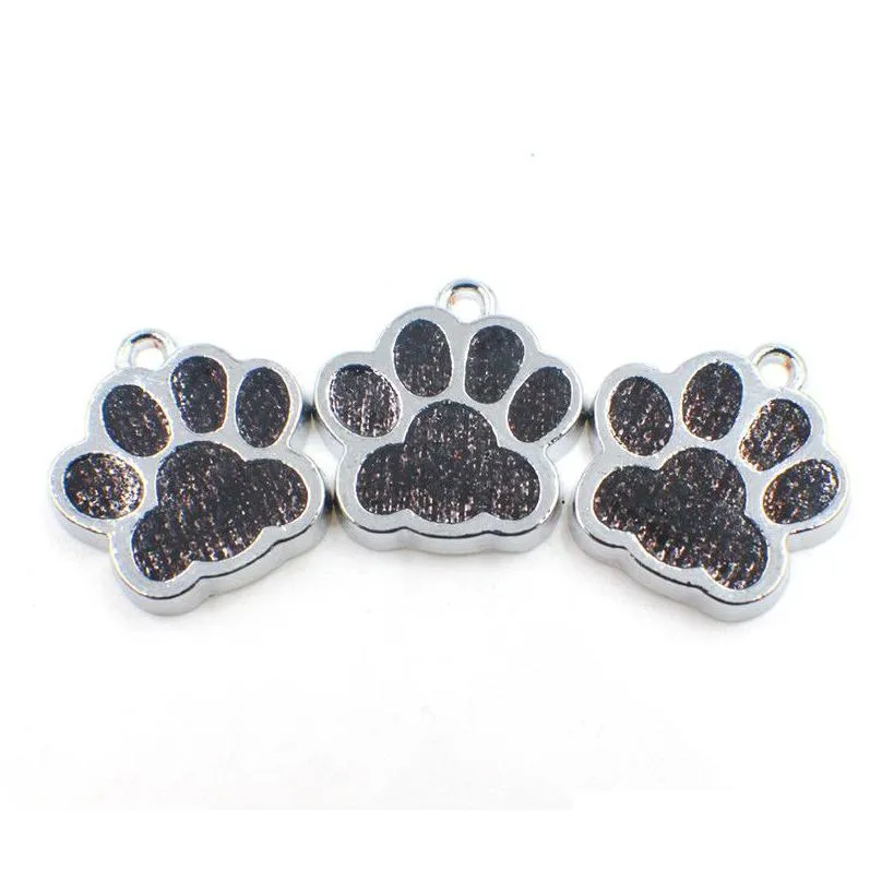 Charms 50Pcs Hc358 Bling Enamel Cat Dog/Bear Paw Prints Hang Pendant Fit Rotating Key Chain Keyrings Bag Jewelry Making Drop Delivery Dhdje