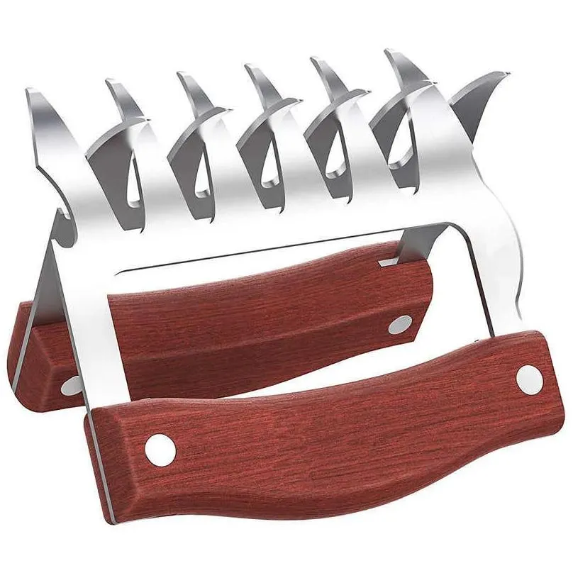 Bbq Tools & Accessories Wooden Bear Claws Stainless Steel Bbq Meat Shredder With Handle Bottle Opener Turkey Chicken Drop Delivery Hom Dh8Af
