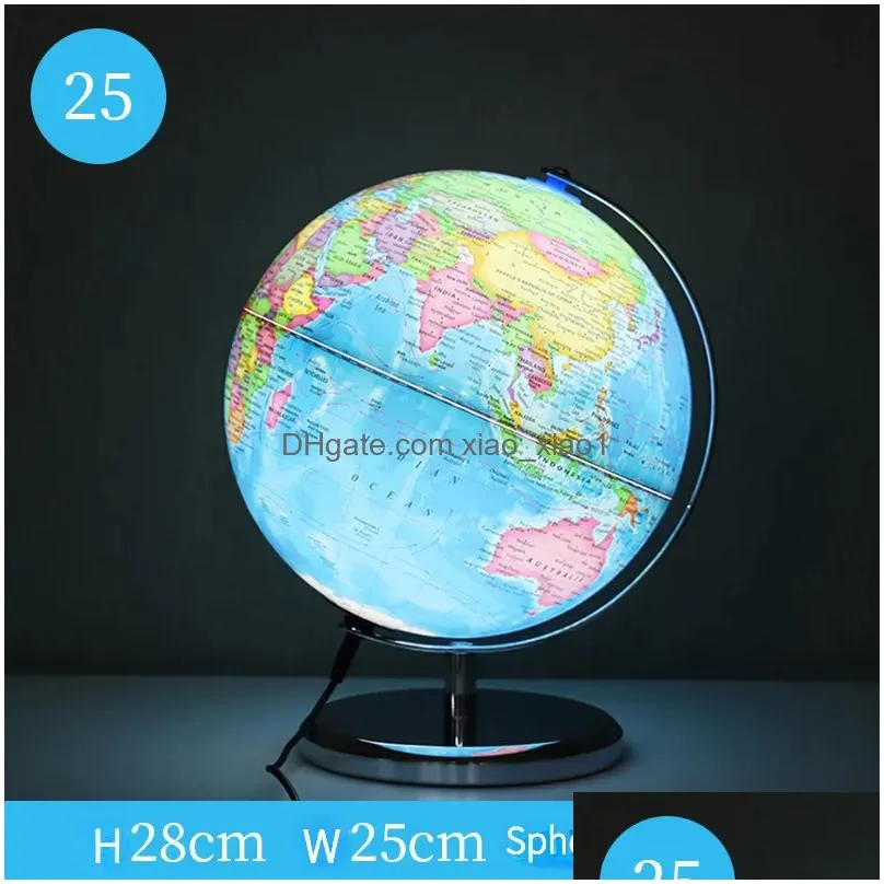 decorative objects figurines world globe english version world map globe with led light geography educational supplies 230616