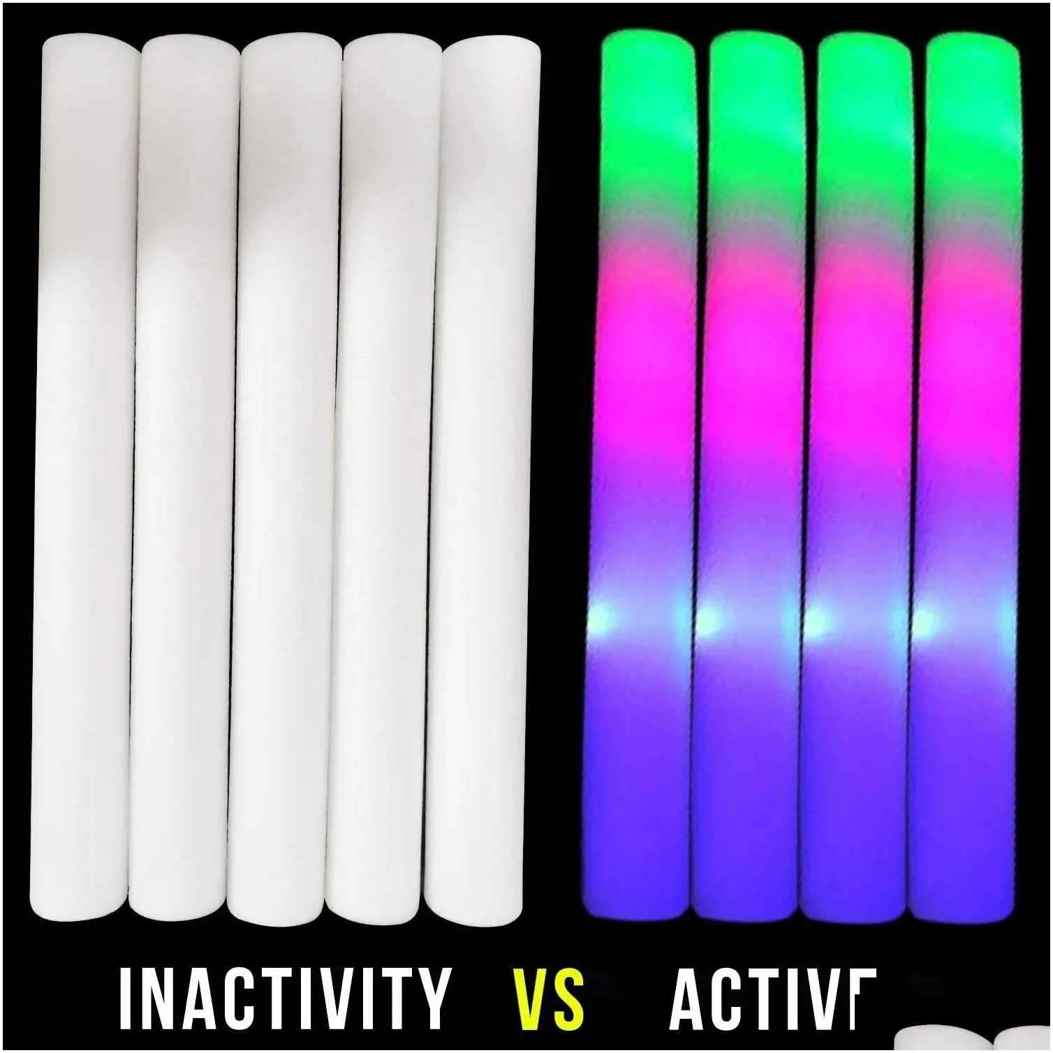 Other Event & Party Supplies Other Event Party Supplies White Light Glow Sticks 20Pcs Led Foam Cheer Batons Flashing Effect In The Dar Dhpbk