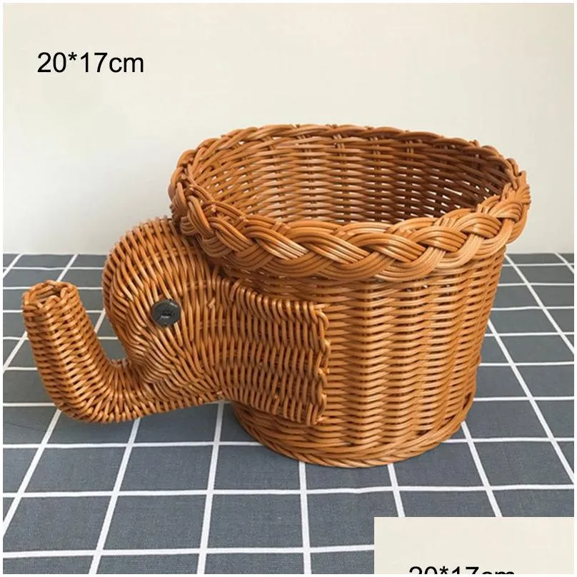 storage baskets rattan woven fruit basket cute shape fruit bowls tray vegetable snack basket novelty animal shaped home decor organizer handmade