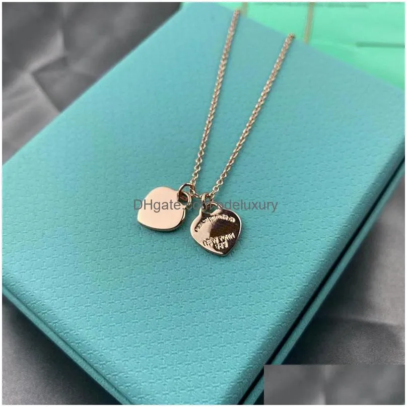 Pendant Necklaces Original Gift Box Tiff925 Sier Love Heart Pendants Jewelry Diamond Necklaces Returnlover Women Mens Statement Neckla Dhtfu