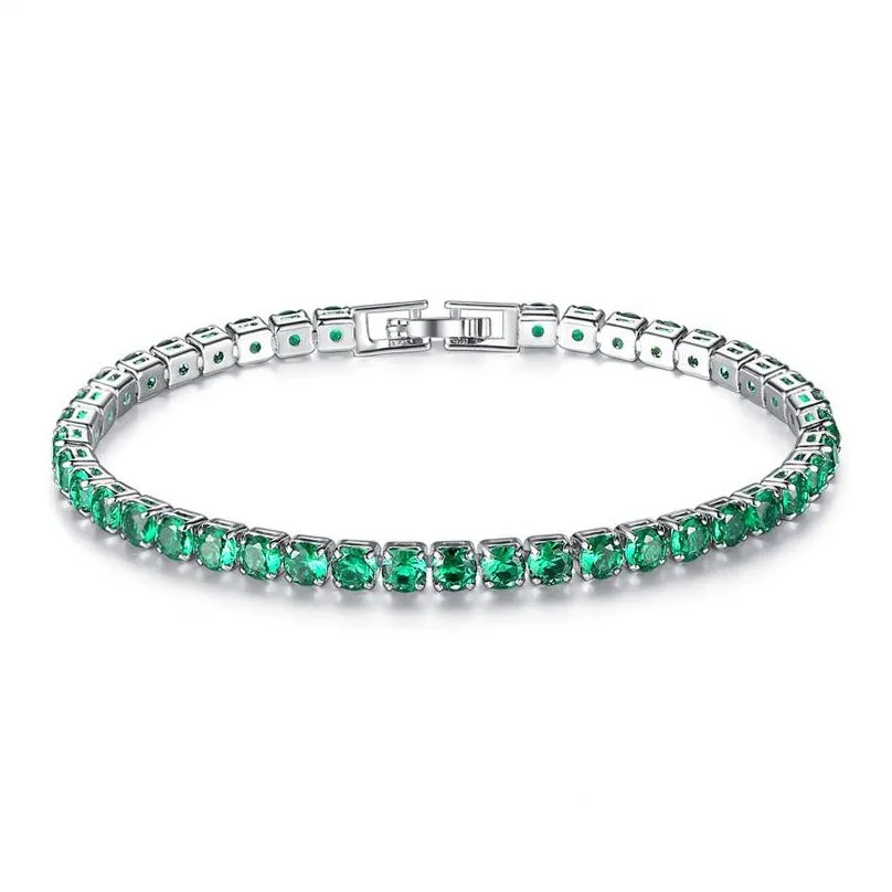 iced out chain tennis bracelets cz bling cubic zirconia mens hip hop jewelry blue green silver rose gold 4mm round full diamond women fashion hiphop 1 single row