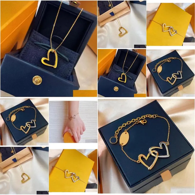 Pendant Necklaces Fashion Luxury Necklace Designer Jewelry Bracelet Brand Heart-Shaped For Womens Brands And Bracelets Valentines Day Dhpkw