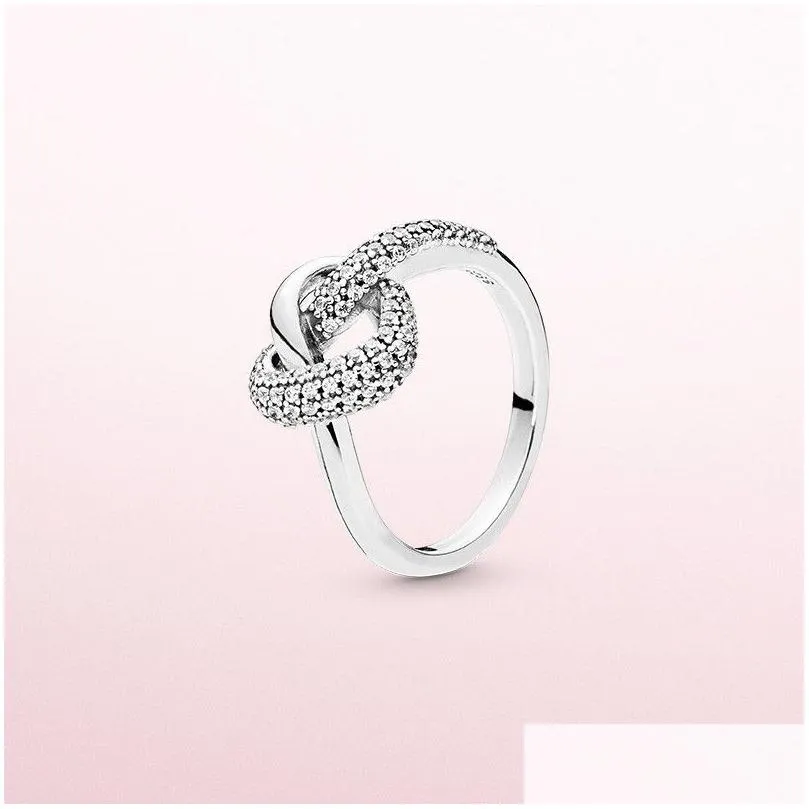 New Arrival Knotted Heart Ring Original Box for Sterling Sier CZ Diamond Women Wedding Gift Jewelry Rings Sets