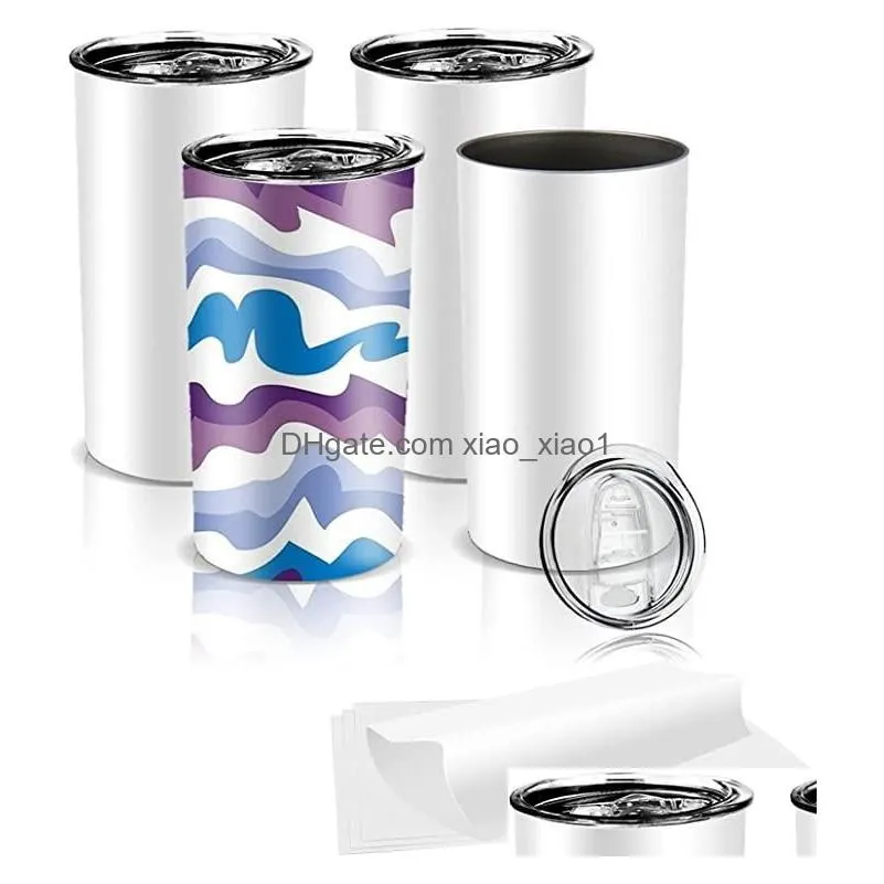 12oz sublimation blanks straight stainless steel tumblers with sublimation shrink wrap diy water glass gift friend p0815 wly935