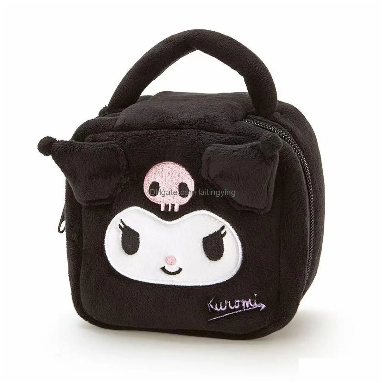cute anime kurumi plush handle cosmetic bag tote storage bag miscellaneous organizer bag kurumi little white dog melody ups