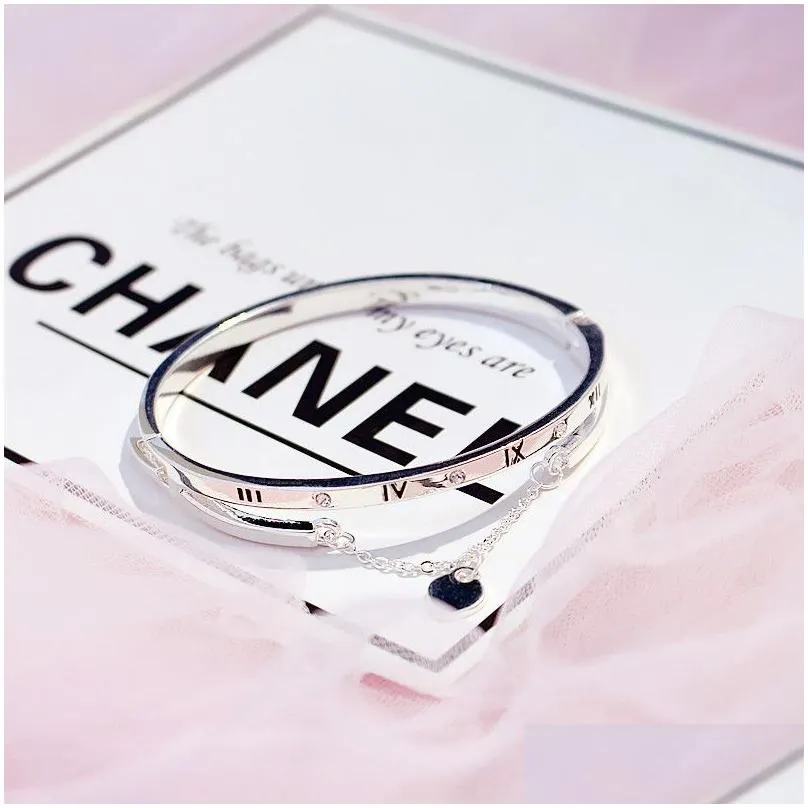 Charm Bracelets Wholesale- Rose Gold Stainless Steel Bracelets Bangles Female Heart Love Brand Charm Bracelet For Women Famous Jewelry Dhlaj