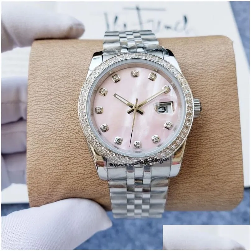 Luxury designer Classic Fashion Automatic Watch inlaid with colored diamond size 36mm sapphire glass a ladies` favorite Christmas gift Free
