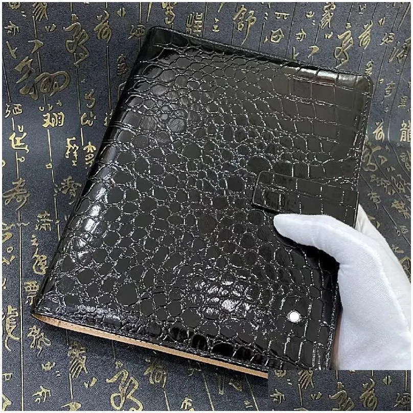 wholesale classic notepads black /brown leather cover agenda handmade note book luxurs periodical diary business notebook a5