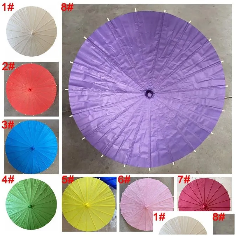 60cm solid color dance paper umbrella painting chinese paper parasol wedding party decoration favors classical umbrellas bh8545 tqq