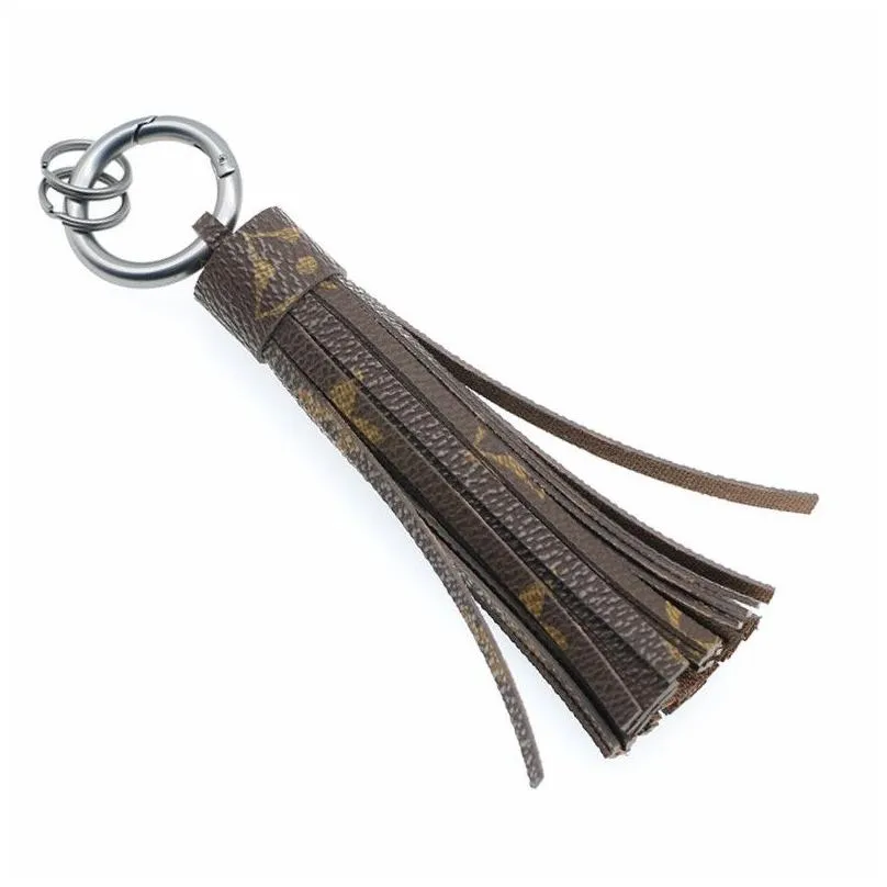 DIY Bag Pendant Car Keychain Matte PU Leather Tassel Key Chains Key Ring Holder for Women Girls Fashion Floral Bag Charm Jewelry