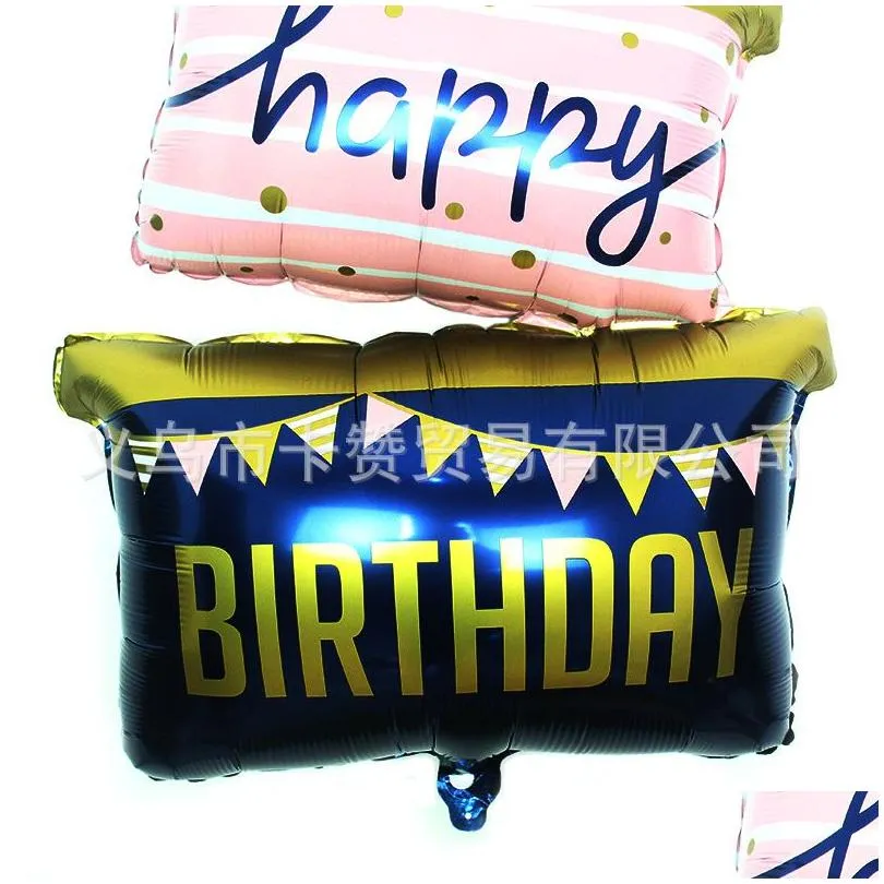 Balloon Gift Cake Aluminum Foil Balloon Happy Birthday Letter Floating Toy Arrangement Decoration Drop Delivery Toys Gifts Novelty Gag Dh1Fq