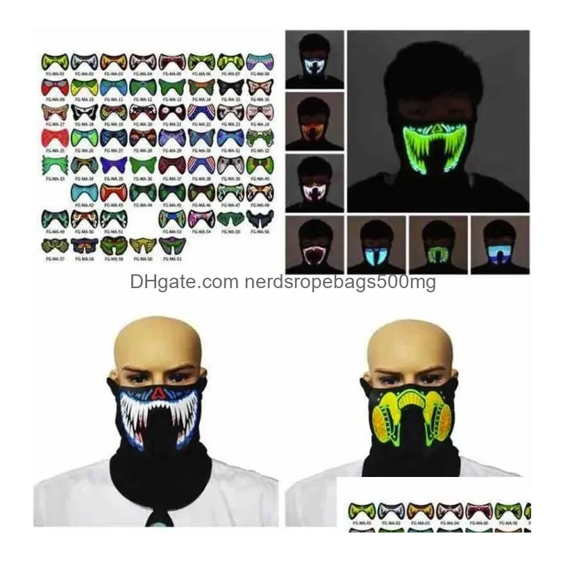 Party Masks Us Stock 69 Styles Flash Led Music Mask With Sound Active For Dancing Riding Skating Party Voice Control Halloween Masks F Dhfcw