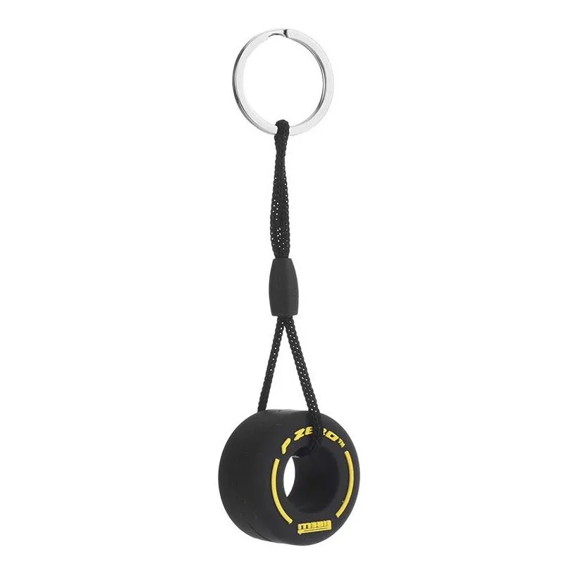 Fashion Simulation Tire Keychains Creative Unisex Bag Key Rings Pendant Jewelry Charms Gift for Car Lovers Soft PVC Cartoon Mini Keyring Chains