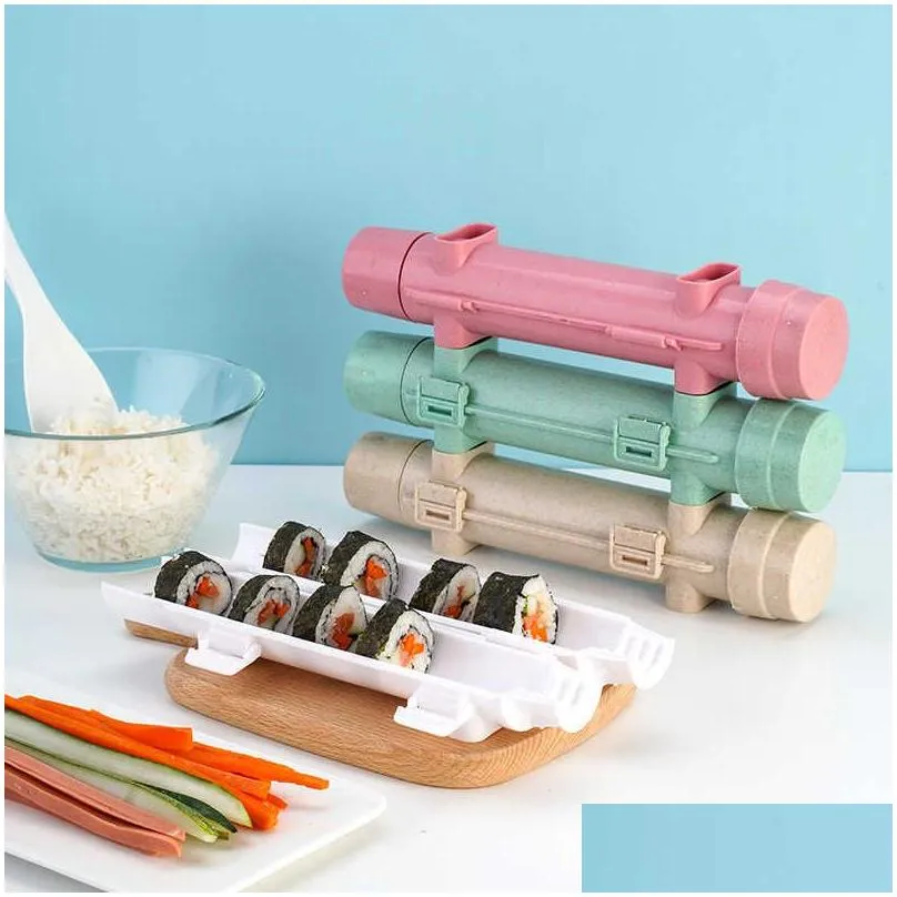 Sushi Tools New 1Pc Diy Sushi Making Hine Kitchen Tool Maker Quick Bazooka Japanese Rolled Rice Meat Mold Bento Accessories Drop Deliv Dhtng